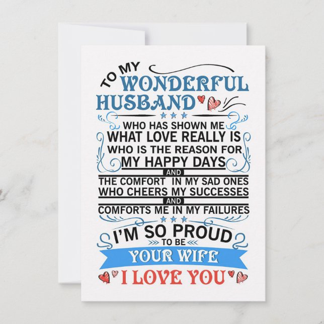 Convites Arte de Esposa Para o Meu Maravilhoso Marido (Frente)