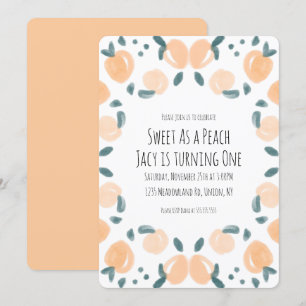 Convites Arte de Festa de aniversário de Fruta de Pêssego