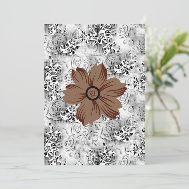 Convites Arte de Flor de Mandala | Design Floral Terroso (Em pé/Frente)
