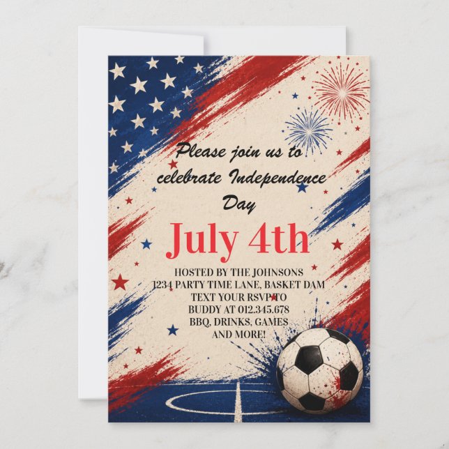 Convites Arte de Fundo de Futebol do Dia da Independência (Frente)