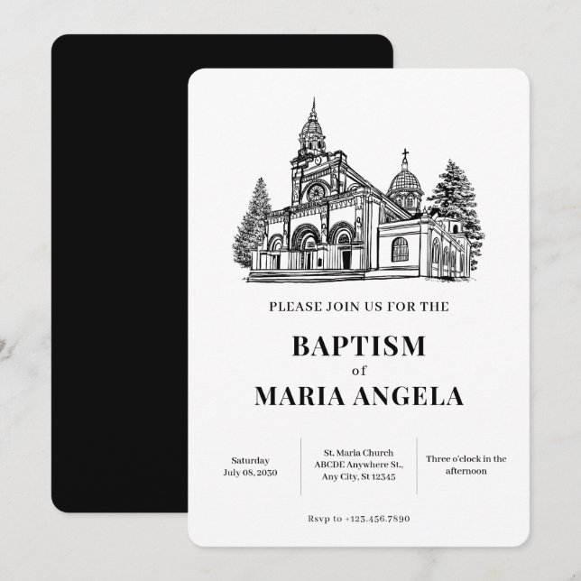 Convites Arte de igreja minimalista  (Frente/Verso)