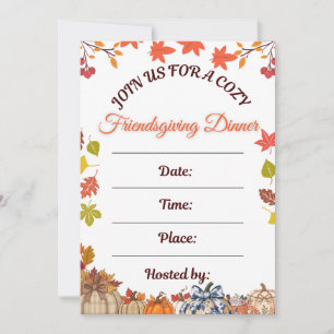 Convites Arte de Jantar Aconchegante de Friendsgiving