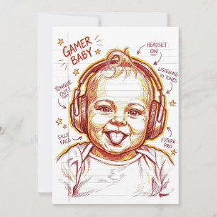 Convites Arte de Jogo Divertida Bebê Gamer