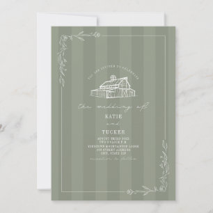 Convites Arte de Linha Celebração de Casamento em Celeiro R