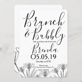 Convites Arte de Linha de Flor de Botânica Floral Minimalis