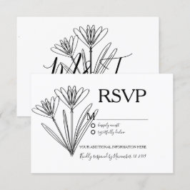 Convites Arte de Linha de Flor de Botânica Minimalista RSVP