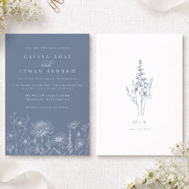 Convites Arte de Linha de Flor Silvestre Casamento Vinca Me