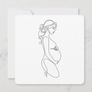 Convites Arte de Linha de Gravidez Elegante Minimalista
