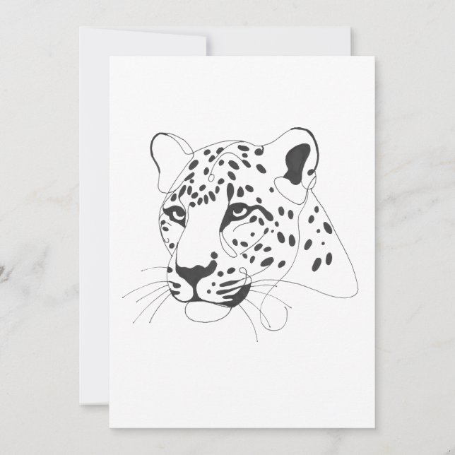 Convites Arte de Linha Minimalista Pintada Pelos Leopardos (Frente)
