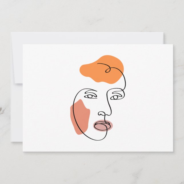 Convites Arte de Linha Retraição Mínima Abstrato (Frente)