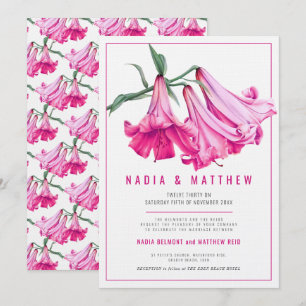 Convites Arte de lírio rosa em aquarela para casamento