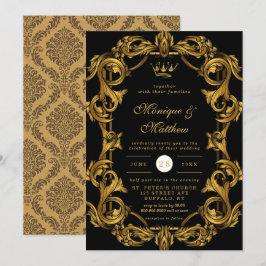 Convites Arte de Luxo Nouveau Dourado Casamento Real Invita