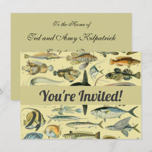 Convites Arte De Pesca Científica Dos Peixes Vintage