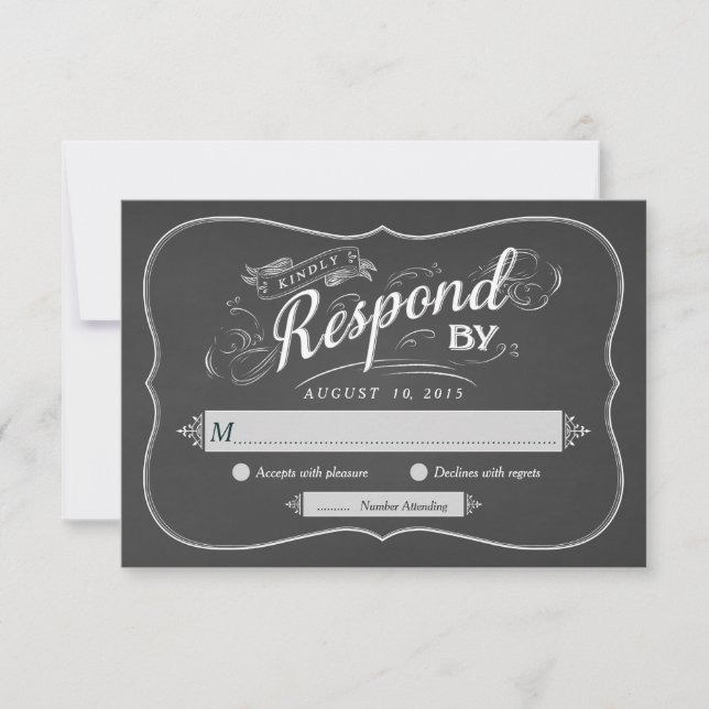 Convites Arte de Resposta de Casamento RSVP com Letra em Qu (Frente)