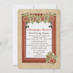 Convites Arte de Textura de Couro e Camurça para Chá de Noi