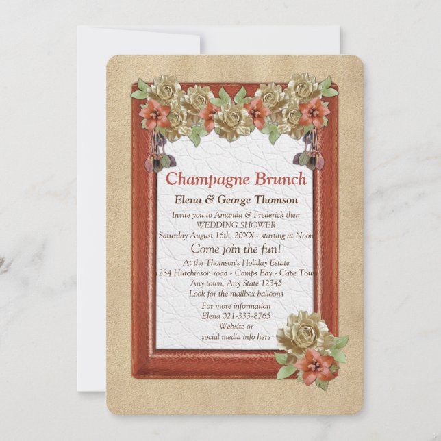 Convites Arte de Textura em Couro e Camurça para Chá de Noi (Frente)