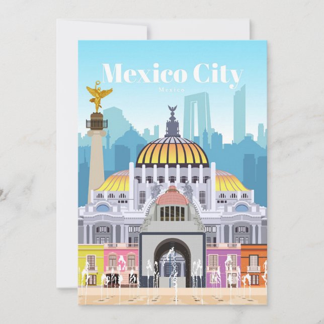 Convites Arte de Viagem Viagem para a Cidade do México (Frente)