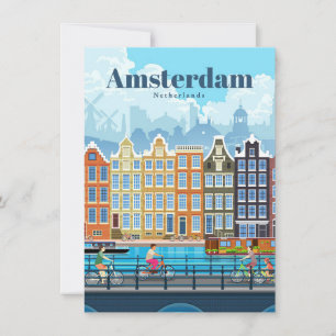 Convites Arte de Viagem Viagem para Amsterdã