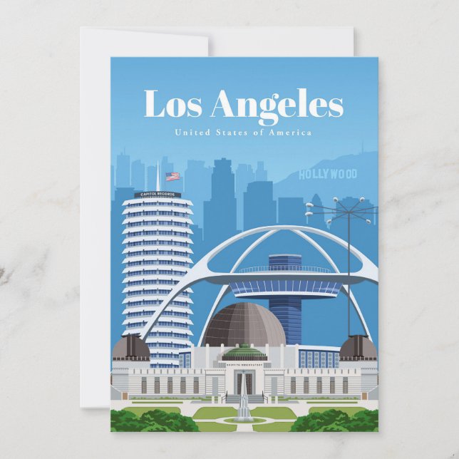Convites Arte de Viagem Viagem para Los Angeles (Frente)