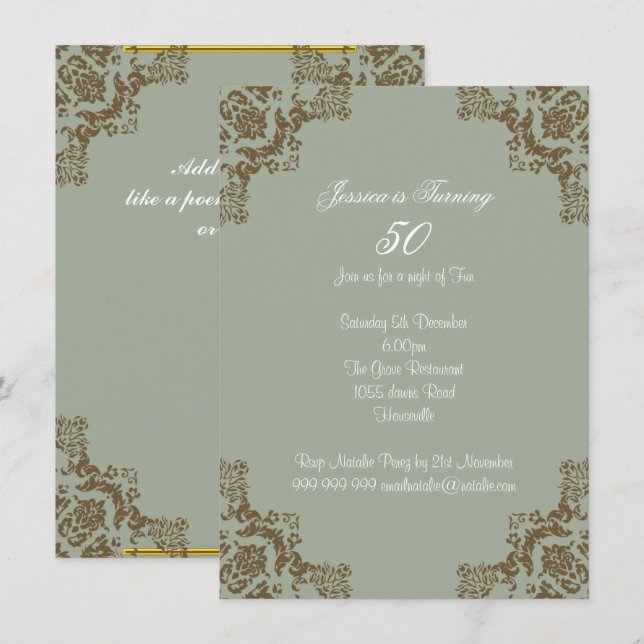 Convites Arte deco clássico (Frente/Verso)