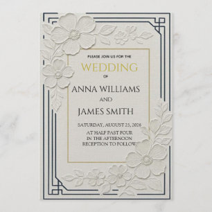 Convites Arte Deco Floral Embutido Casamento