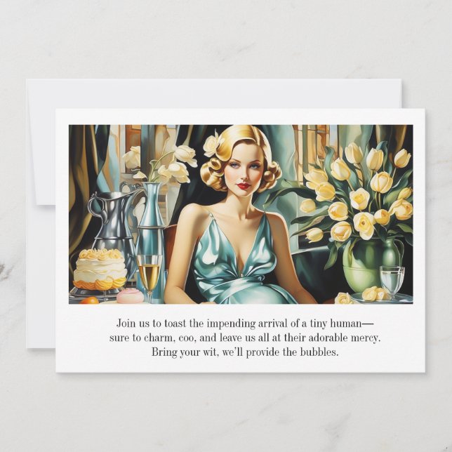 Convites Arte Deco Glamour Vintage Engraçado (Frente)