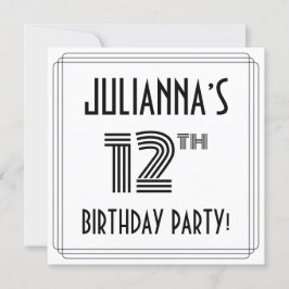 Convites Arte Deco Inspirou Festa de aniversário de 12, Nom