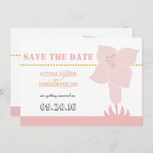 Convites Arte Deco Lily Modern Typografia Casamento (Frente/Verso)