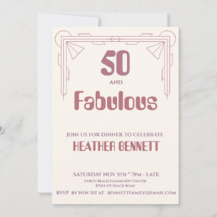Convites Arte Deco Moderno 50 e Fabuloso Aniversário