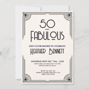 Convites Arte Deco Moderno 50 e Fabuloso Aniversário