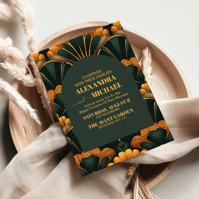 Convites Arte Deco Roaring 20s Casamento (Criador carregado)