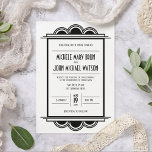 Convites Arte Deco Vintage Retro Black Frame White Casament<br><div class="desc">Este design de Convite para Casamento Branco de Arte Retrorna Moderna Vintage Deco Black Frame será uma escolha perfeita se você estiver procurando por um sentimento vintage, retrô e elegante. O design é simples, mas ousado, apresentando um fundo branco com um quadro preto, que faz uma declaração instantânea. Ele é...</div>