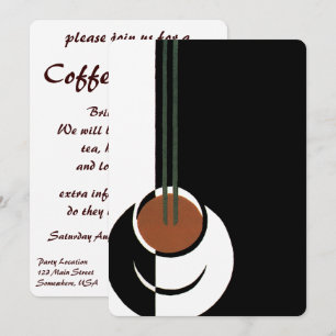 Convites Arte Deco Vintage, Xícara de Café com Vapor