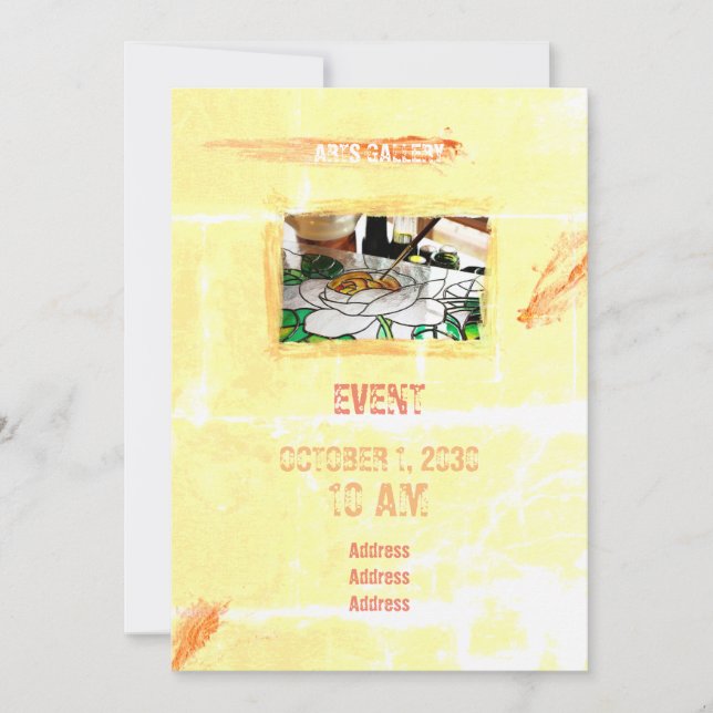 Convites Arte Desenhada Mão Laranja Amiável Pinceladas (Frente)