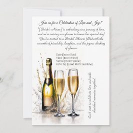 Convites Arte do Chá de panela de Champanhe de Desenho Leve