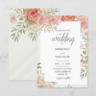 Convites Arte em aquarela de arbusto de rosas rosa avermelh