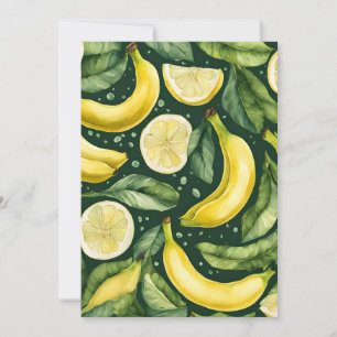 Convites Arte em Aquarela de Bananas Frescas e Fatias de Li