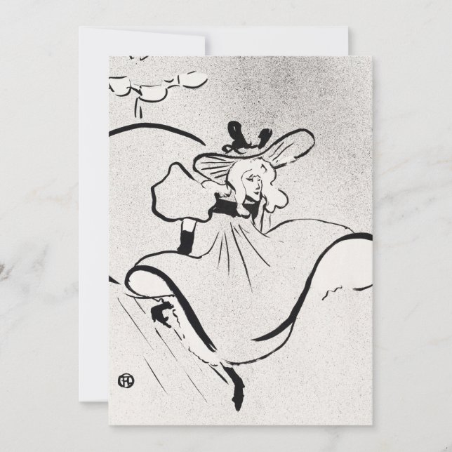 Convites Arte em preto e branco Jane Avril por Toulouse Lau (Frente)