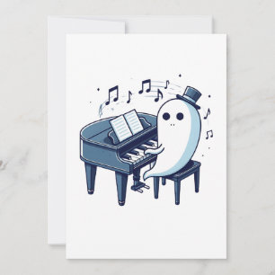 Convites Arte engraçada, humor e fantasma fofo tocando músi
