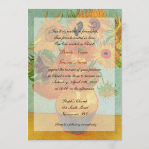 Convites Arte fina VAn Gogh girassóis casamento cristão
