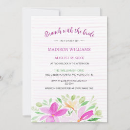 Convites Arte Floral de Aquarela Rosa-Rosa-Rosa