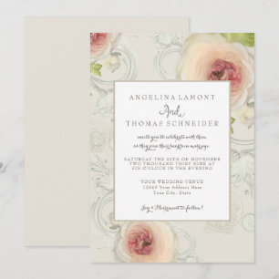 Convites Arte Floral Moderna Peony Scrollwork Flor