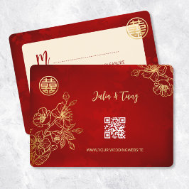 Convites Arte Floral RSVP Casamento Chinês