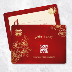 Convites Arte Floral RSVP Casamento Chinês