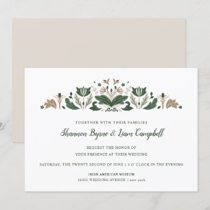 Convites Arte Folclórica Irlandesa Casamento Celta Floral
