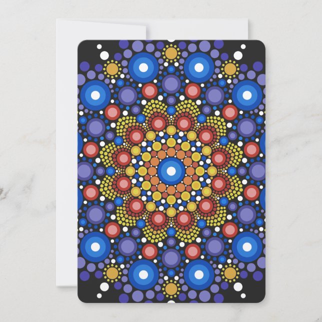 Convites Arte Fractal Floral Dotada Retro Mandala (Frente)