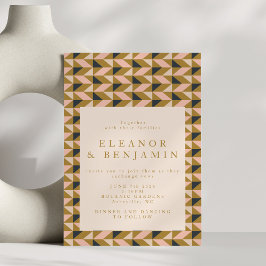 Convites Arte Geométrica Deco Casamento Dourado Negra