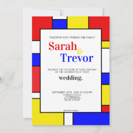 Convites Arte Geométrica Inspirada no Mondrian Moderno