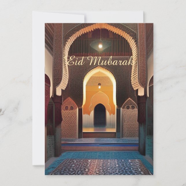 Convites arte geométrico de mesquita mosaico marroquino Eid (Frente)