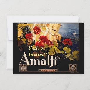 Convites Arte Gráfico de Poster de Viagem Vintage Amalfi It